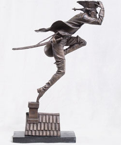 Скульптурная композиция "Baron Munchausen. Flying on  cannonball."